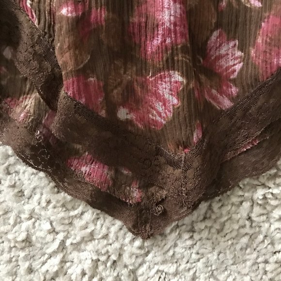 🌸 🌻 Context Brown & Pink Floral Patterned Skirt – Sz 4P - Picture 6 of 12